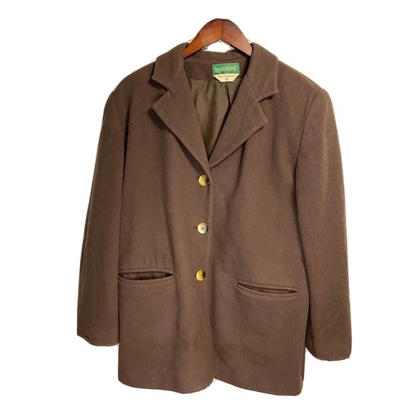 Vintage Harvé Bernard Women’s Blazer Jacket Cashmere/Wool Blend Brown Size‎ 10 - Picture 1 of 4